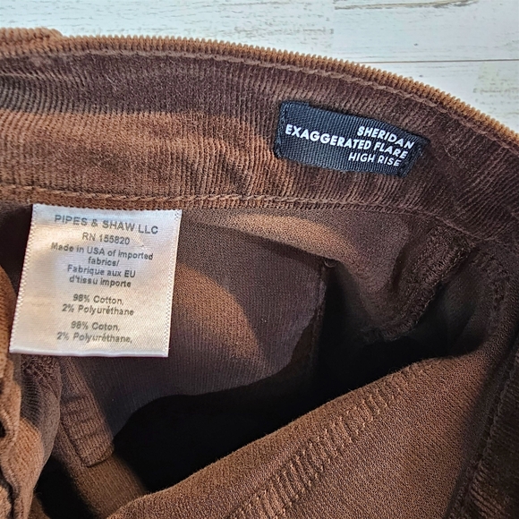 Veronica Beard Sheridan High Rise Exaggerated Flare Corduroy Pants Choc Brown 27 - Picture 13 of 13